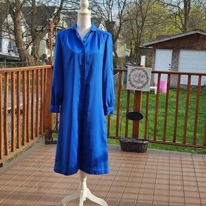 Parade New York Royal Blue Button Down Long Sleeves Shirt  Dress Fits S